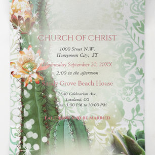 Invitation de mariage cactus tout-en-un pliable en