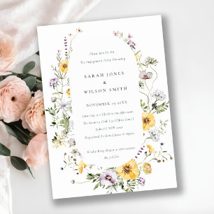 Invitation de mariage cadre de fleurs sauvages lil