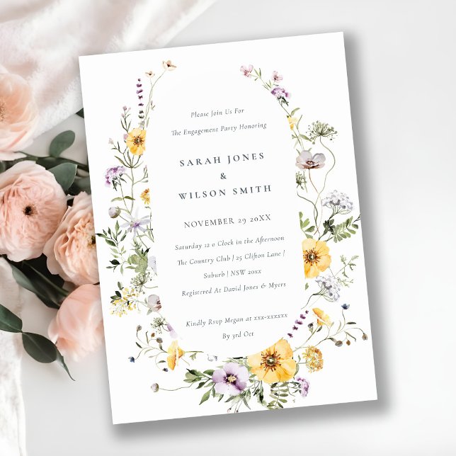 Invitation de mariage cadre de fleurs sauvages lil (Créateur téléchargé)