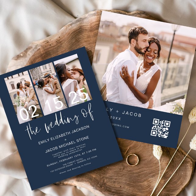 Invitation de mariage calligraphiée avec code QR b (Créateur téléchargé)