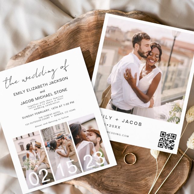 Invitation de mariage calligraphiée avec code QR b (Créateur téléchargé)