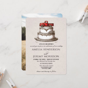 Invitation de mariage camionnette vintage rouge