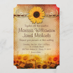 Invitation de Mariage campagnard de tournesol russ