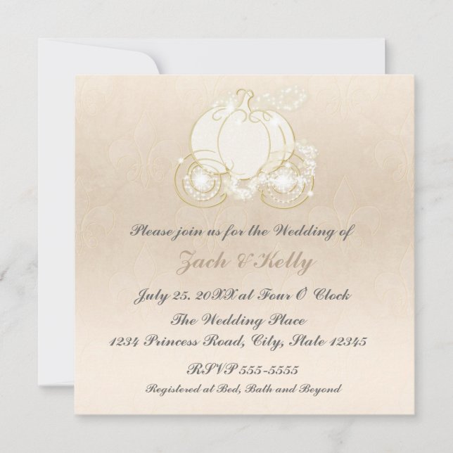 Invitation de mariage Carrosse de Princesse Cendri (Devant)
