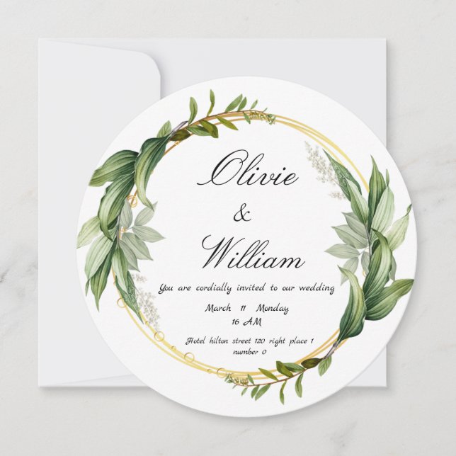 Invitation de mariage carte de luxe nouvelle (Devant)
