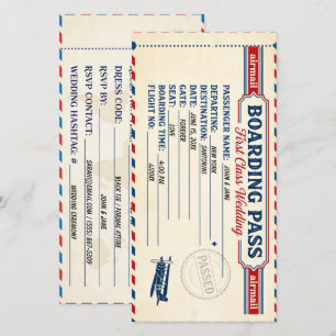Invitation de mariage Carte d'embarquement Courrie