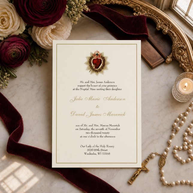 Invitation de mariage catholique au Sacré-Cœur de  (Créateur téléchargé)