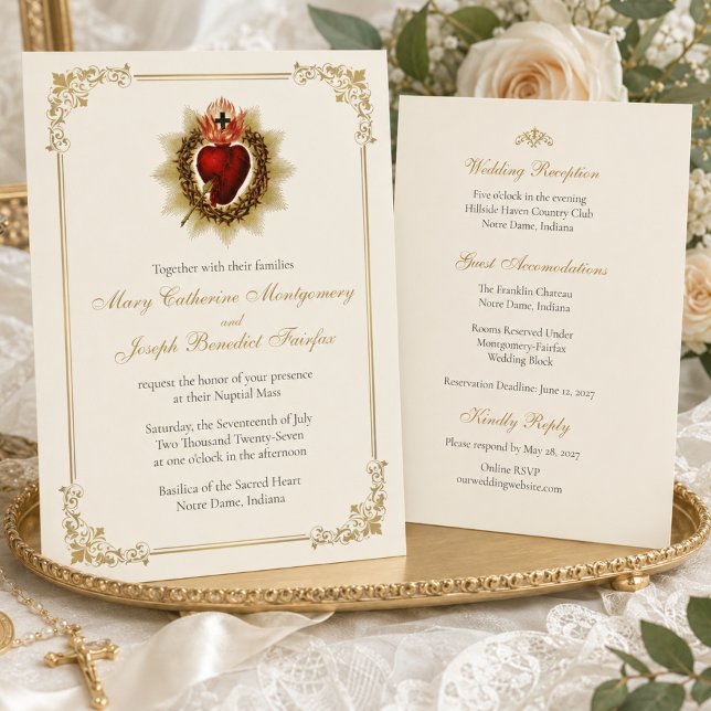 Invitation de mariage catholique du Sacré-Cœur  (Créateur téléchargé)