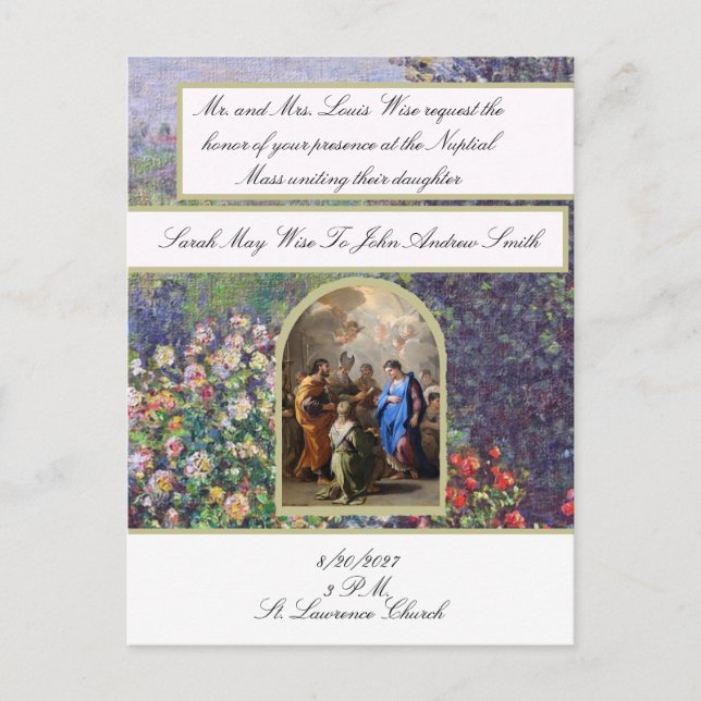 Invitation de mariage catholique traditionnelle Ma (Devant)