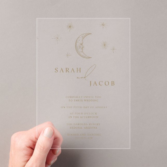 Invitation de mariage céleste étoile et lune (In situ (ordinateur de poche))