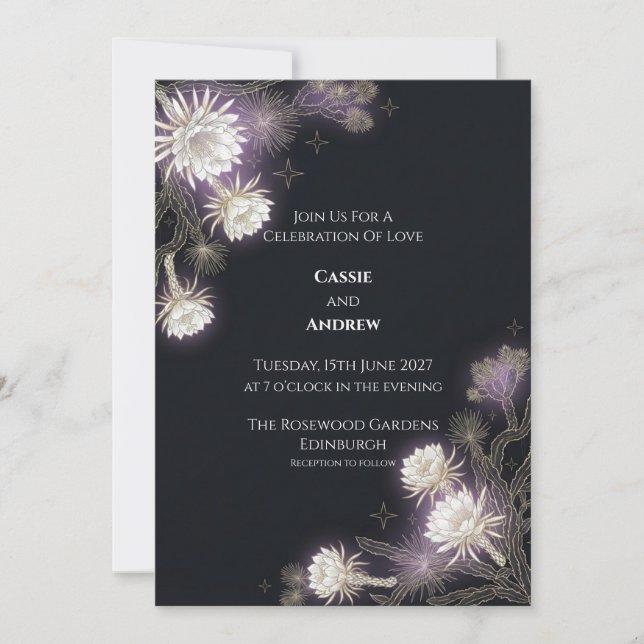 Invitation de mariage céleste Midnight Thistle (Devant)