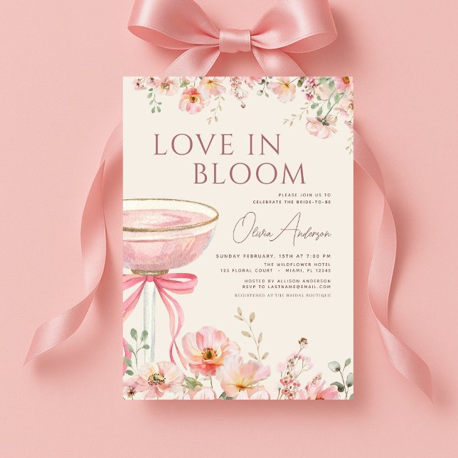Invitation de mariage Champagne Rose Love in Bloom (Créateur téléchargé)