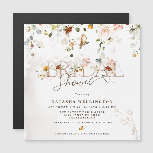 Invitation de mariage champêtre à fleurs sauvages  (Devant / Derrière)