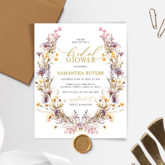Invitation de mariage champêtre avec fleurs sauvag (Créateur téléchargé)