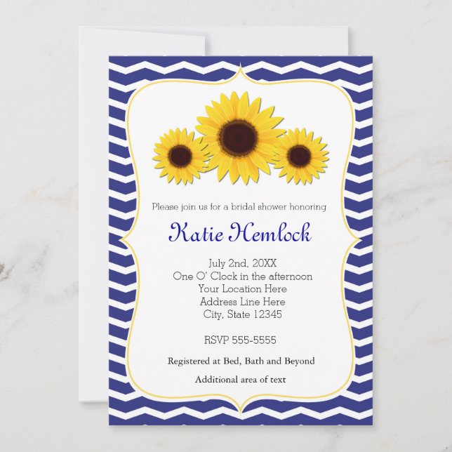 Invitation de mariage champêtre avec tournesols et (Devant)