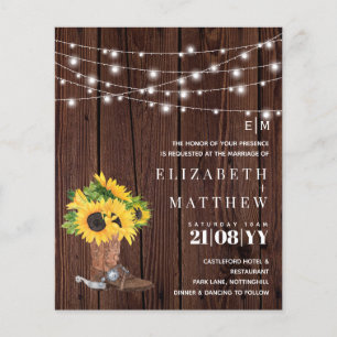 Invitation de mariage champêtre avec tournesols po