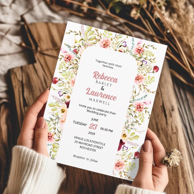 Invitation de mariage champêtre chic avec fleurs s (Créateur téléchargé)