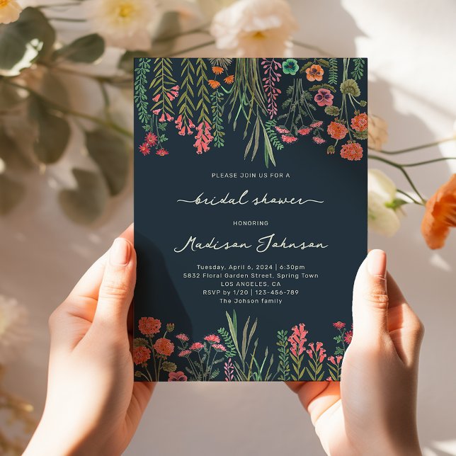 Invitation de mariage champêtre colorée (Colorful Wildflower Bridal Shower Invitation)