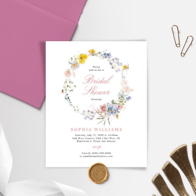Invitation de mariage champêtre de fleurs sauvages (Créateur téléchargé)