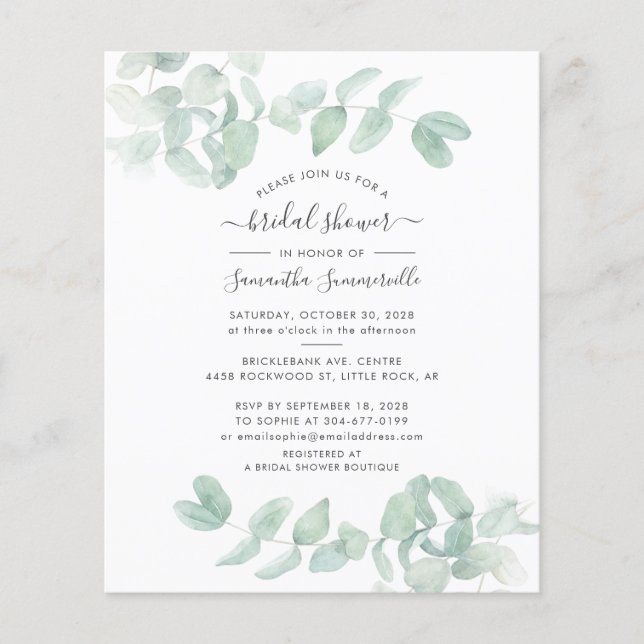 Invitation de mariage champêtre élégant avec eucal (Devant)