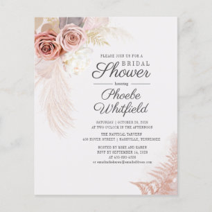 Invitation de mariage champêtre Pampas Herbe Tan