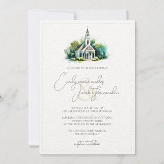 Invitation de mariage - Chapelle en Aquarelle