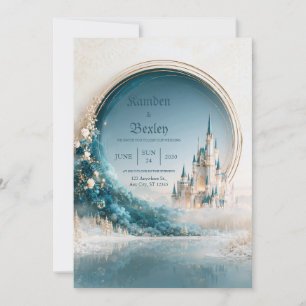Invitation de mariage Château Teal Halo Or