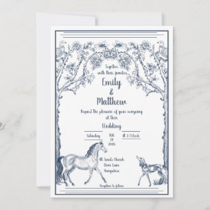 Invitation de mariage - Cheval et chien de chasse