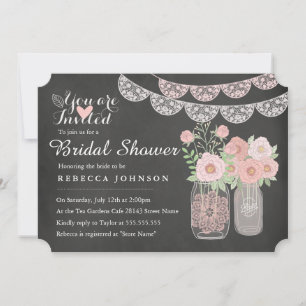 Invitation de mariage chic avec pot Mason et table