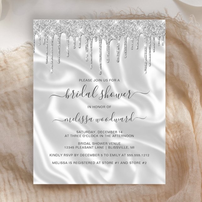 Invitation de mariage chic avec strass argenté sat (Créateur téléchargé)