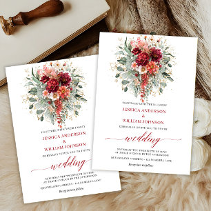 Invitation de mariage chic bordeaux florale eucaly