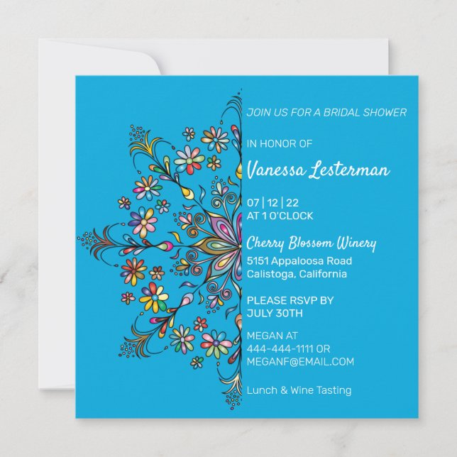 Invitation de mariage chic couleurs mandala (Devant)
