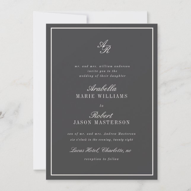 Invitation de mariage chic élégante luxueuse (Devant)
