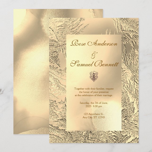 Invitation de mariage chic et élégant en or (Devant / Derrière)