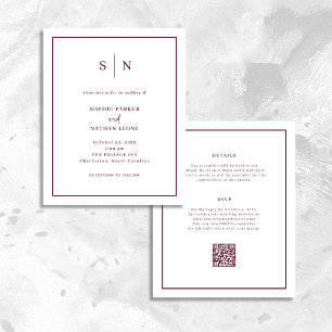 Invitation de mariage chic et minimale à code QR p