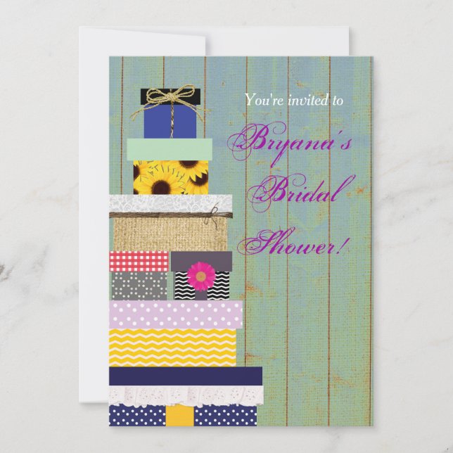Invitation de mariage chic et rustique avec des ca (Devant)