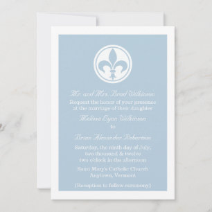Invitation De Mariage Chic Fleur De Lis, Bleu