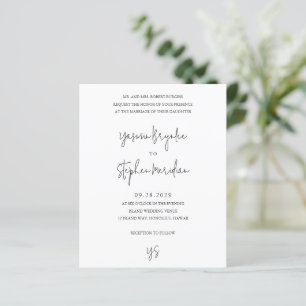 Invitation de mariage chic noir et blanc à petit b