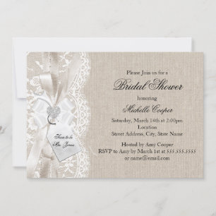 Invitation de mariage chic vintage en dentelle et