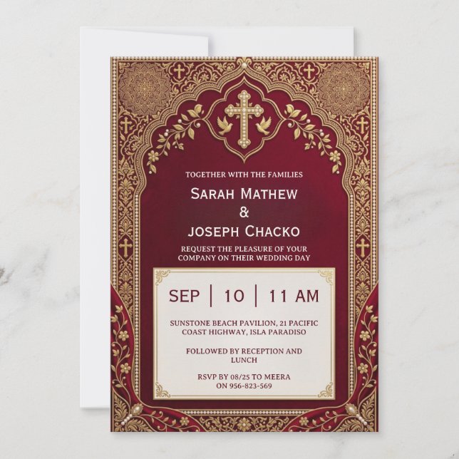 invitation de mariage chrétien indien (Devant)