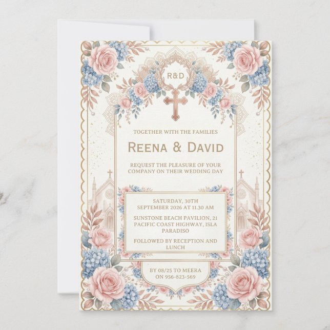 invitation de mariage chrétien indien (Devant)