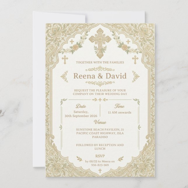 invitation de mariage chrétien indien (Devant)