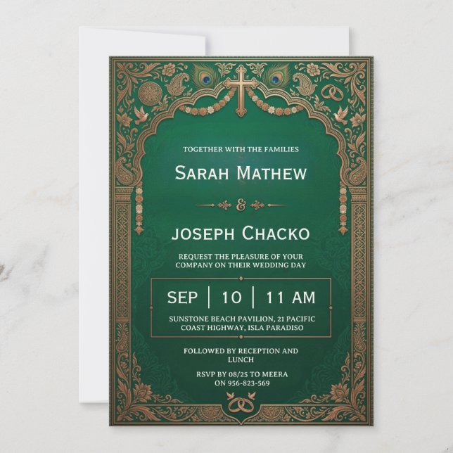 invitation de mariage chrétien indien (Devant)