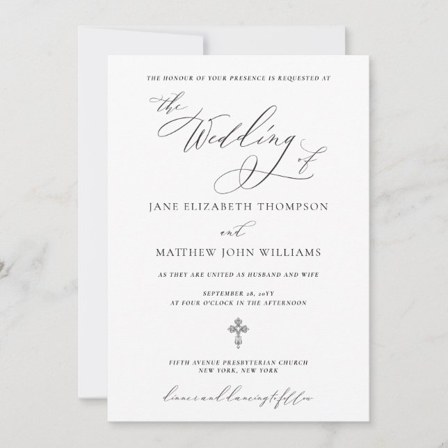 Invitation de mariage chrétien Jane avec RSVP (Devant)