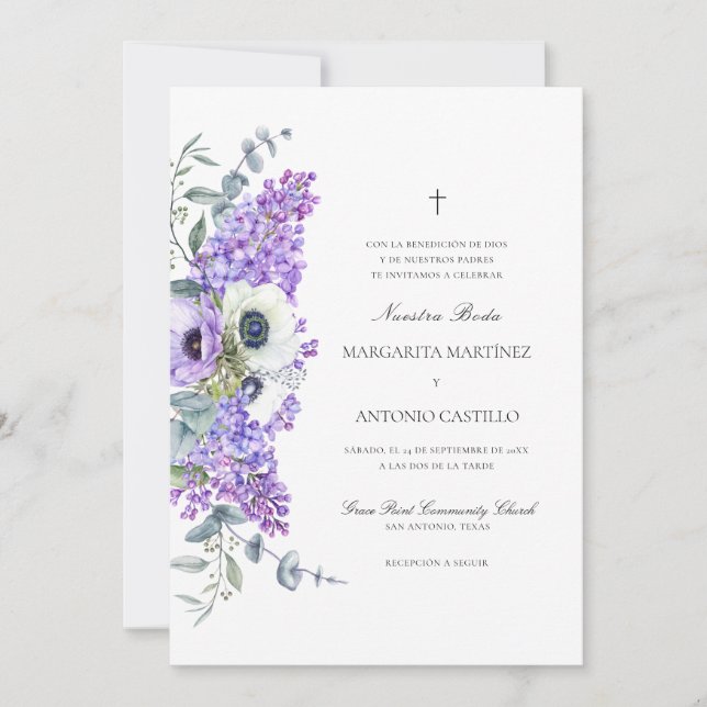 Invitation de mariage chrétien tout-en-un (Devant)