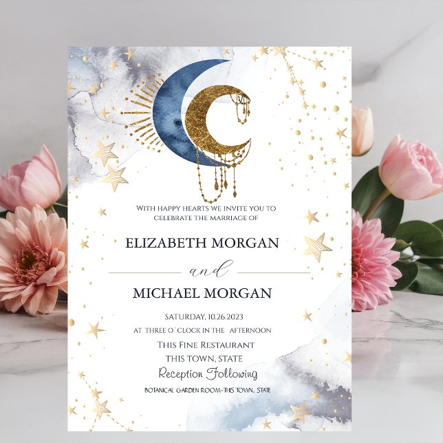 Invitation de mariage Cieux de Lune et d'Étoiles (Créateur téléchargé)