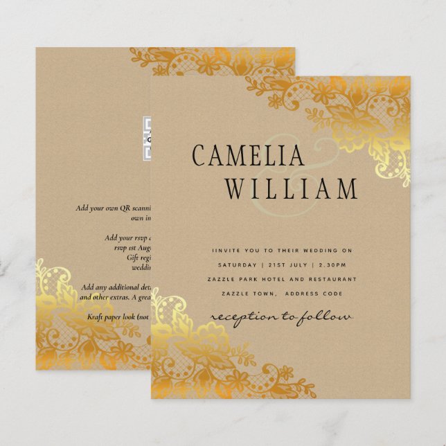 Invitation de mariage classique à l'ampersand avec (Devant / Derrière)