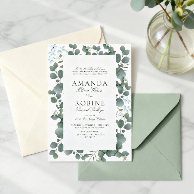 Invitation de mariage classique au eucalyptus (Créateur téléchargé)