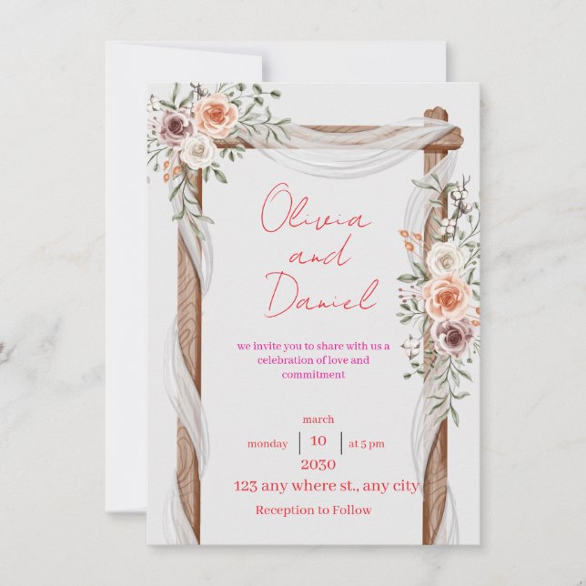 Invitation de mariage classique – Élégante et inte (Devant)