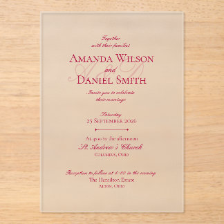Invitation de mariage classique en Bourgogne (acry